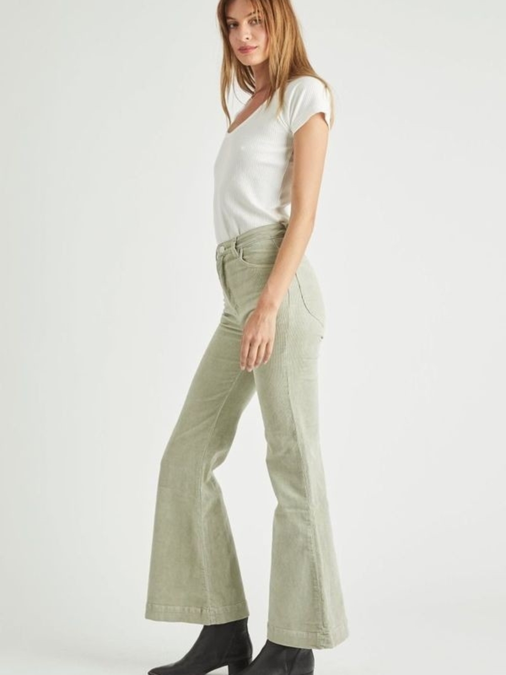 Rolla's Eastcoast Flare Corduroy Pants - Seagrass Green Size 27